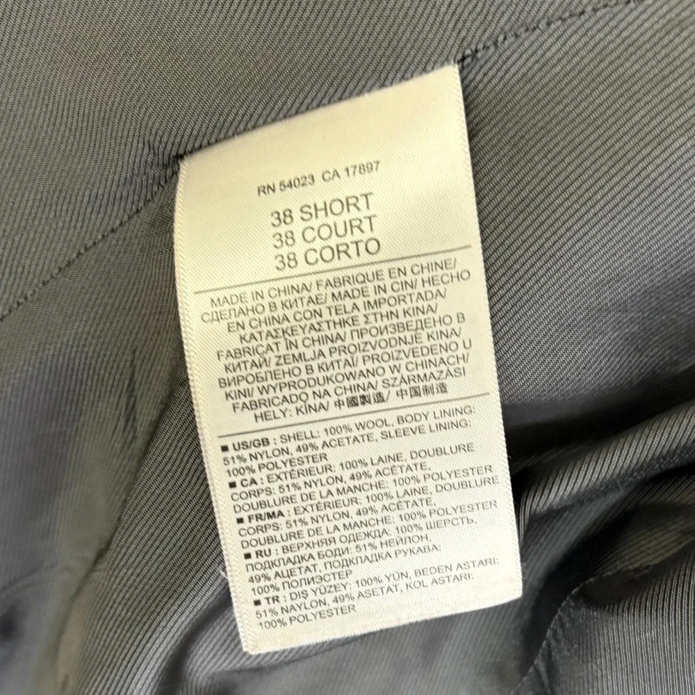 Banana Republic Tailored Suit Men 38S 31x29 Charcoal Gray Cerruti Italia Fabric